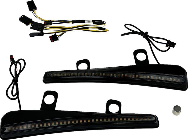 CUSTOM DYNAMICS Windshield Trim - LED - Turn Signal - Black - Smoke Lens