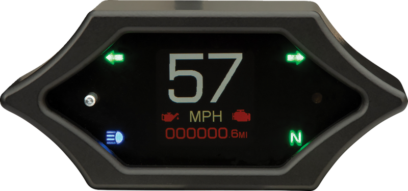 DAKOTA DIGITAL MLX-5000 Series Universal Handle Bar Mount Speedometer - With Signals - Spiked - Black