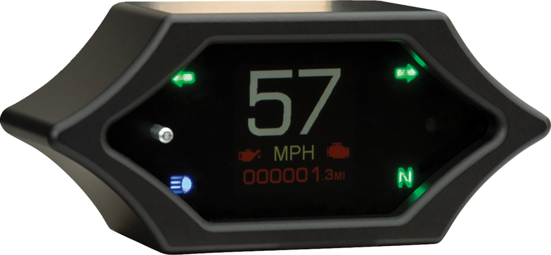 DAKOTA DIGITAL MLX-5000 Series Universal Handle Bar Mount Speedometer - With Signals - Spiked - Black