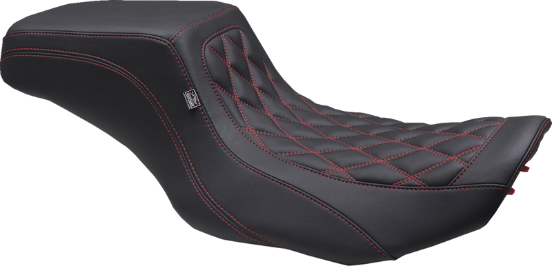 MUSTANG One Piece 2-Up Squareback Seat - Double Diamond - Black Cherry Stitch - Touring '23.5-'24