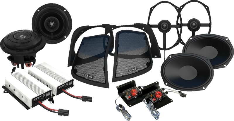 WILD BOAR AUDIO Amplifer/Speaker Kit - Fairing - Saddlebag w/Cut In WBA RETRO 800.4SG