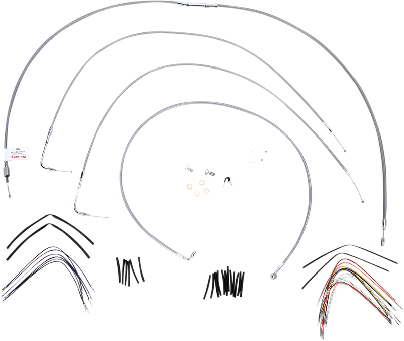 BURLY BRAND Handlebar Cable/Brake Line Kit - Complete - 16" Ape Hanger Handlebars - Stainless Steel