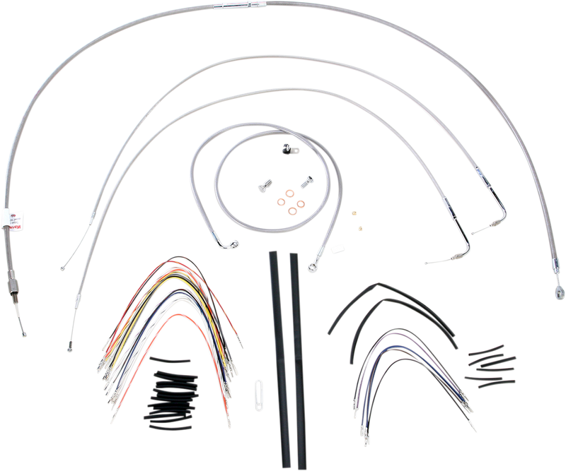 BURLY BRAND Handlebar Cable/Brake Line Kit - Complete - 16" Ape Hanger Handlebars - Stainless Steel