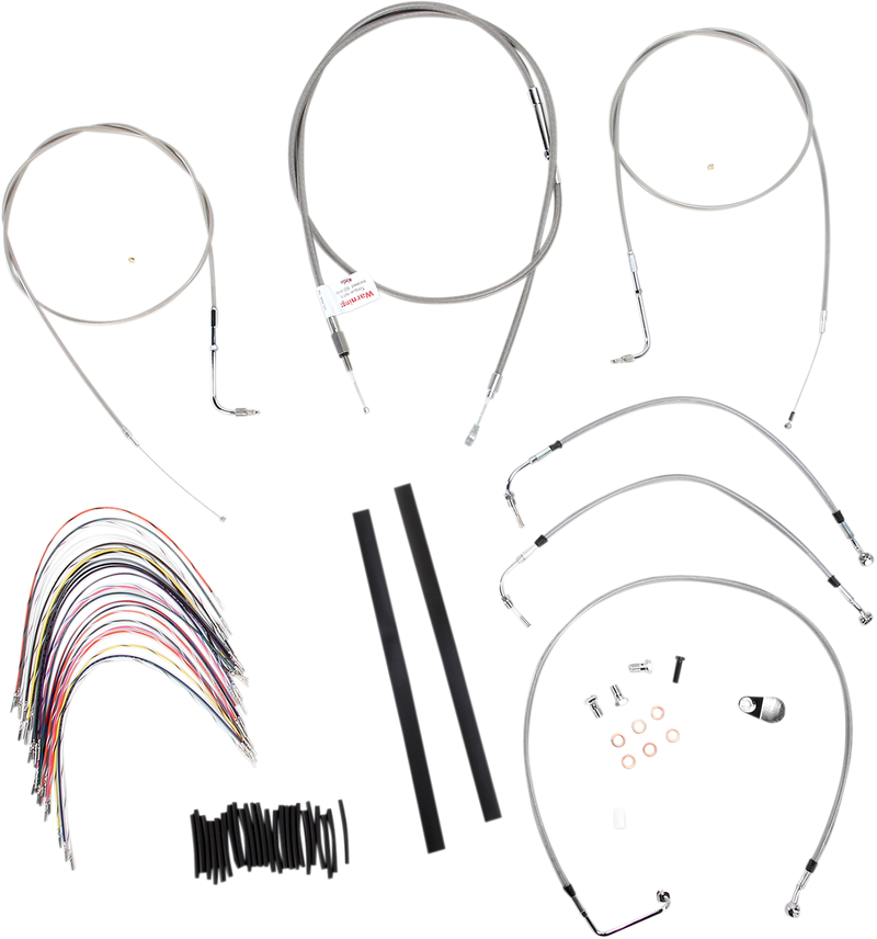 BURLY BRAND Handlebar Cable/Brake Line Kit - Complete - 16" Ape Hanger Handlebars - Stainless Steel