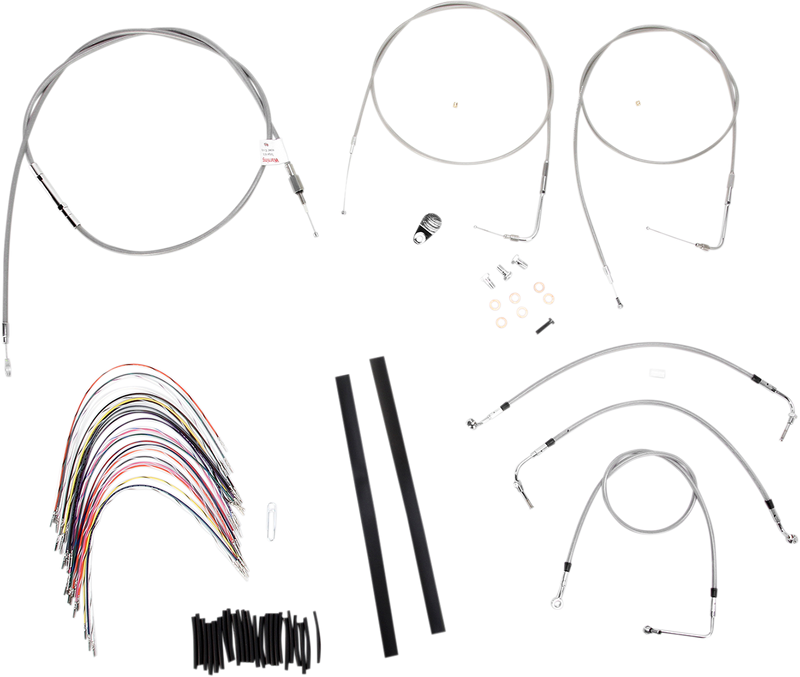 BURLY BRAND Handlebar Cable/Brake Line Kit - Complete - 16" Ape Hanger Handlebars - Stainless Steel