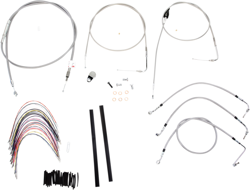 BURLY BRAND Handlebar Cable/Brake Line Kit - Complete - 18" Ape Hanger Handlebars - Stainless Steel