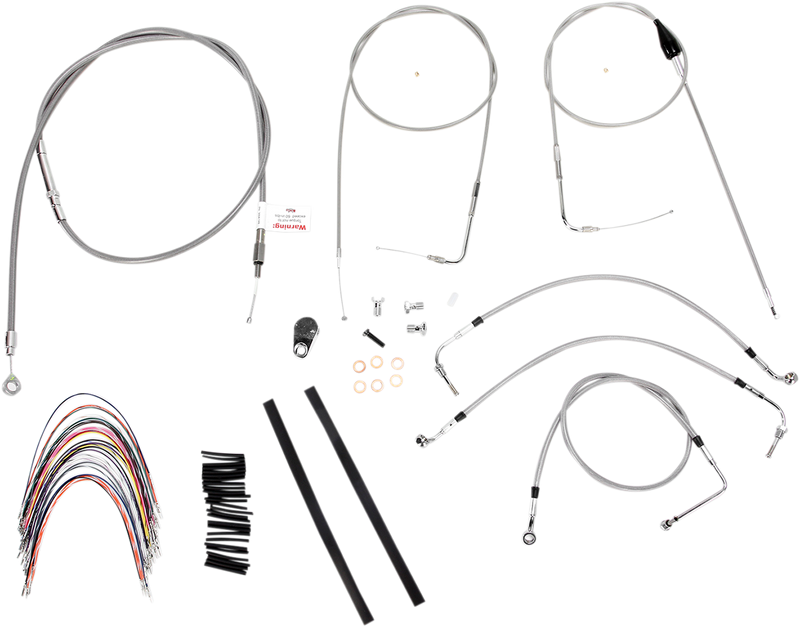 BURLY BRAND Handlebar Cable/Brake Line Kit - Complete - 14" Ape Hanger Handlebars - Stainless Steel