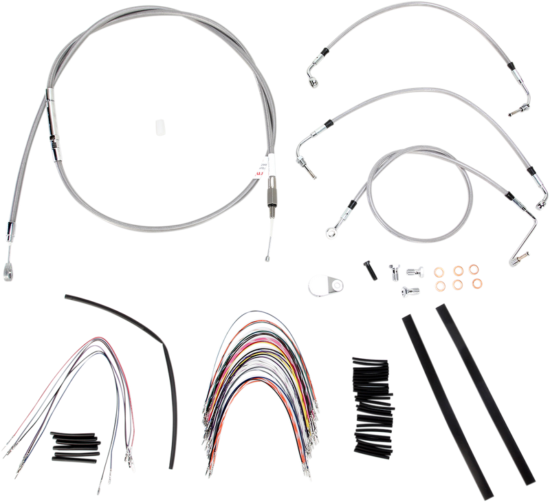 BURLY BRAND Handlebar Cable/Brake Line Kit - Complete - 16" Ape Hanger Handlebars - Stainless Steel