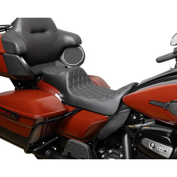 DRAG SPECIALTIES Predator III Extended Reach Seat - Double Diamond - Black - Touring '08-'24