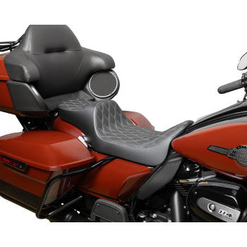 DRAG SPECIALTIES Predator III Seat - Extended Reach with Double Diamond Stitching for Touring '08-'24