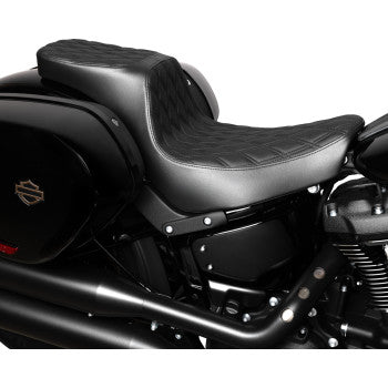 DRAG SPECIALTIES Predator 2-Up Seat - Vinyl - Double Diamond - Black Stitching - Softail '18-'24