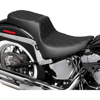 DRAG SPECIALTIES Predator III 2-Up Seat - Vinyl - Double Diamond - Black Thread - Softail '00-'17