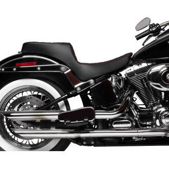 DRAG SPECIALTIES Predator III 2-Up Seat - Vinyl with Double Diamond Stitching and Red Thread - Softail '00-'17