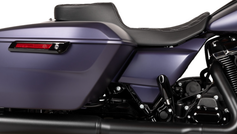 DRAG SPECIALTIES Predator III 2-Up Seat - Extended Reach - Vinyl - Silver Double Diamond Stitch - Touring '23.5-'24