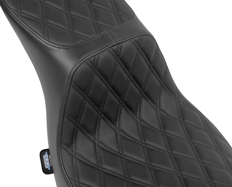 DRAG SPECIALTIES Predator 2-Up Seat - Vinyl - Double Diamond - Black Stitching - Softail '18-'24