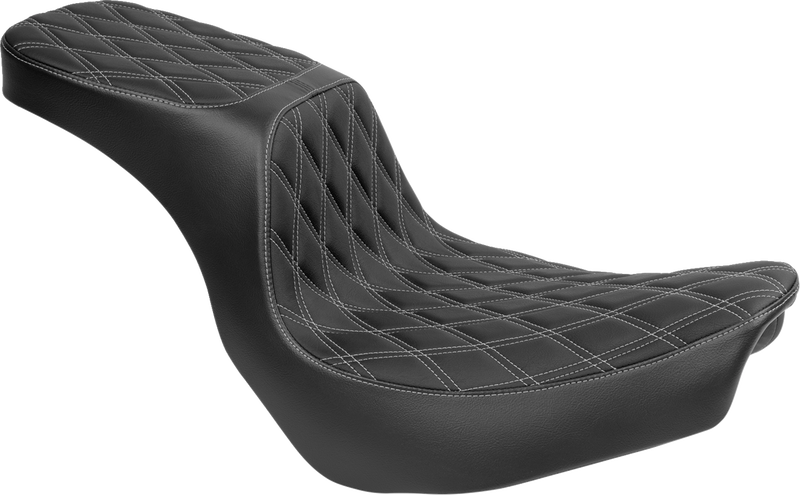 DRAG SPECIALTIES Predator 2-Up Seat - Vinyl - Double Diamond - Silver Stitching - Softail '18-'24