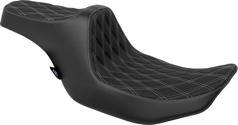 DRAG SPECIALTIES Predator III Seat - Double Diamond - Silver Stitched - Touring '23.5-'24