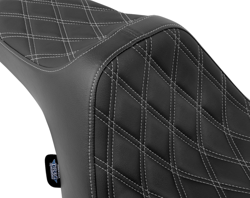 DRAG SPECIALTIES Predator III Seat - Double Diamond - Silver Stitched - Touring '23.5-'24
