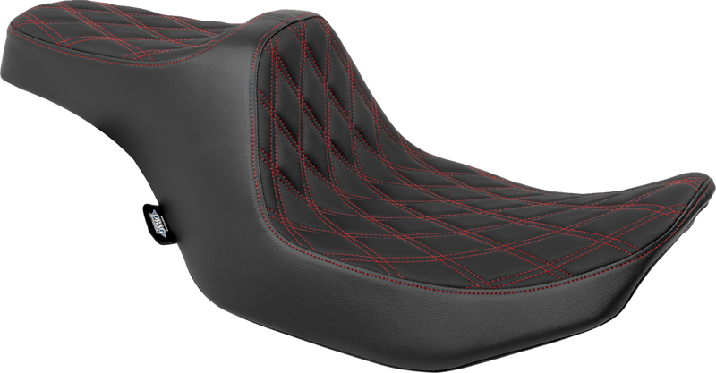 DRAG SPECIALTIES Predator III Seat - Double Diamond - Red Stitched - Touring '23.5-'24
