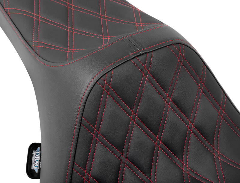 DRAG SPECIALTIES Predator III Seat - Double Diamond - Red Stitched - Touring '23.5-'24