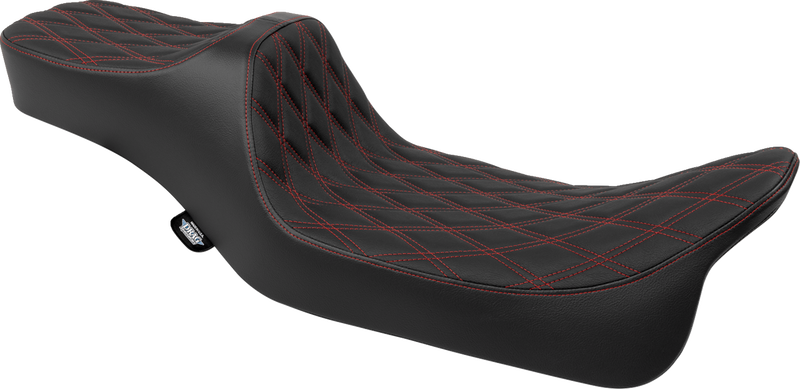 DRAG SPECIALTIES Predator III Seat - Extended Reach - Double Diamond - Red Stitching - Touring '08-'24