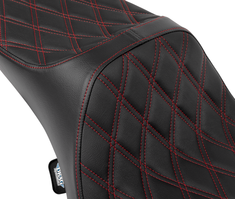 DRAG SPECIALTIES Predator III Seat - Extended Reach - Double Diamond - Red Stitching - Touring '08-'24