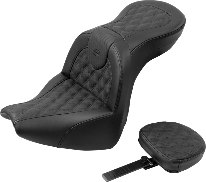SADDLEMEN Roadsofa™ Seat - with Backrest - Lattice Stitch - FXBR/S '18-'20 818-31-182BR