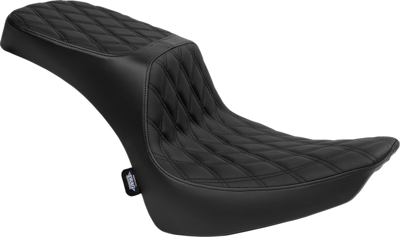 DRAG SPECIALTIES Predator III 2-Up Seat - Vinyl - Double Diamond - Black Thread - Softail '00-'17