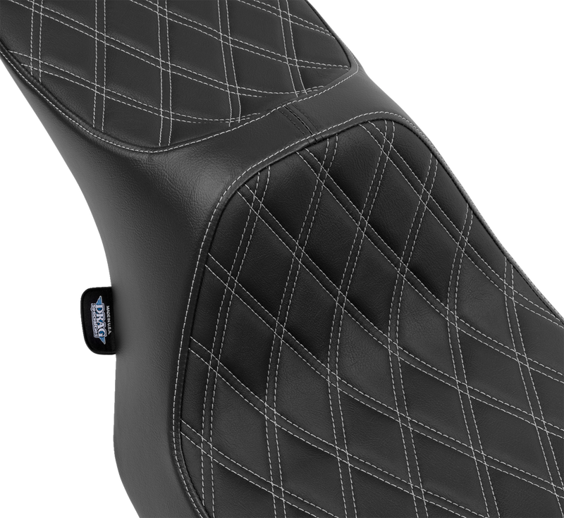DRAG SPECIALTIES Predator III Seat - Double Diamond with Silver Stitching - Touring '23.5-'24