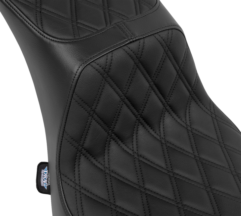 DRAG SPECIALTIES Predator III 2-Up Seat - Vinyl - Double Diamond - Black Thread - Softail '00-'17