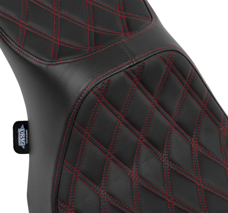 DRAG SPECIALTIES Predator III Seat - Double Diamond with Red Stitching - Touring '23.5-'24