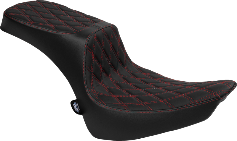 DRAG SPECIALTIES Predator III 2-Up Seat - Vinyl with Double Diamond Stitching and Red Thread - Softail '00-'17