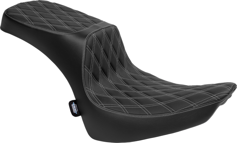 DRAG SPECIALTIES Predator III 2-Up Seat - Vinyl - Double Diamond - Silver Thread - Softail '00-'17