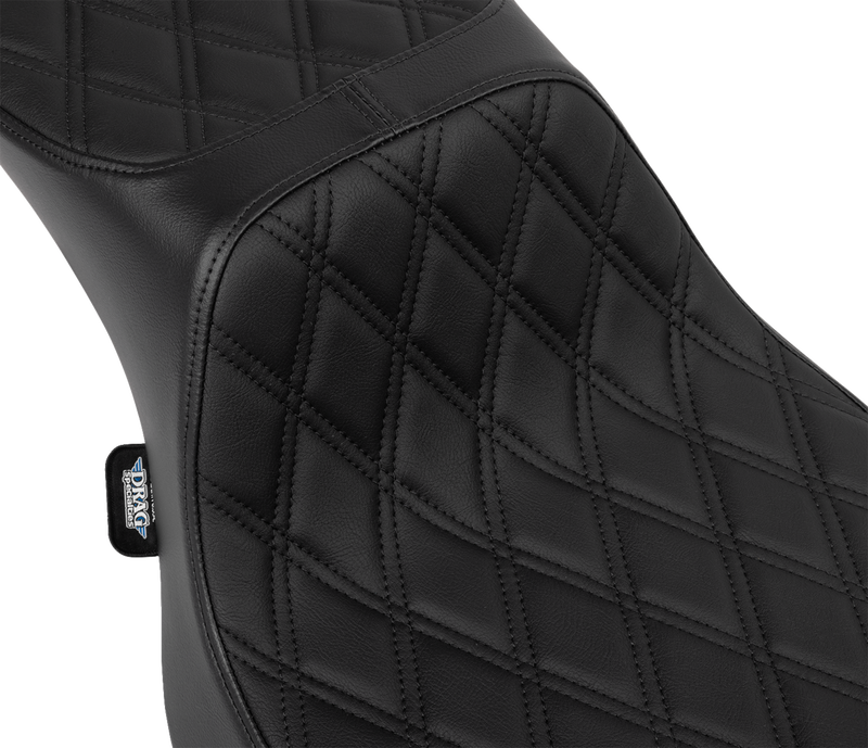 DRAG SPECIALTIES Predator III 2-Up Seat - Extended Reach - Black Vinyl with Double Diamond Stitch - Touring '23.5-'24