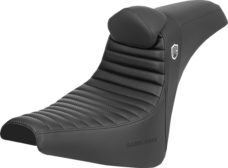 SADDLEMEN Pro Series SDC Performance Seat - w/ Backrest - Tuck-n-Roll/Carbon Fiber - Gripper - Softail '18-'24