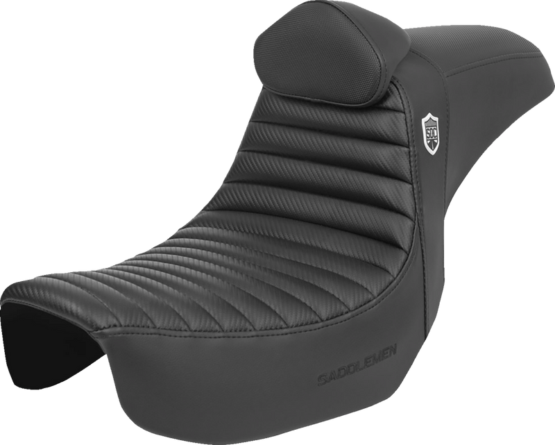 SADDLEMEN Pro Series SDC Performance Seat - w/ Backrest - Tuck-n-Roll/Carbon Fiber - Gripper - Dyna '06-'17