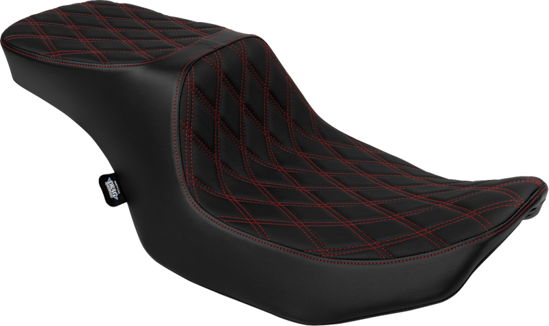 DRAG SPECIALTIES Predator 2-Up Seat - Vinyl - Double Diamond Red Stitch - Touring '23.5-'24