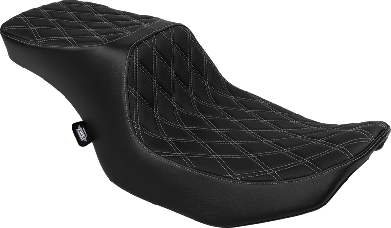 DRAG SPECIALTIES Predator 2-Up Seat - Vinyl - Double Diamond Silver Stitch - Touring '23.5-'24