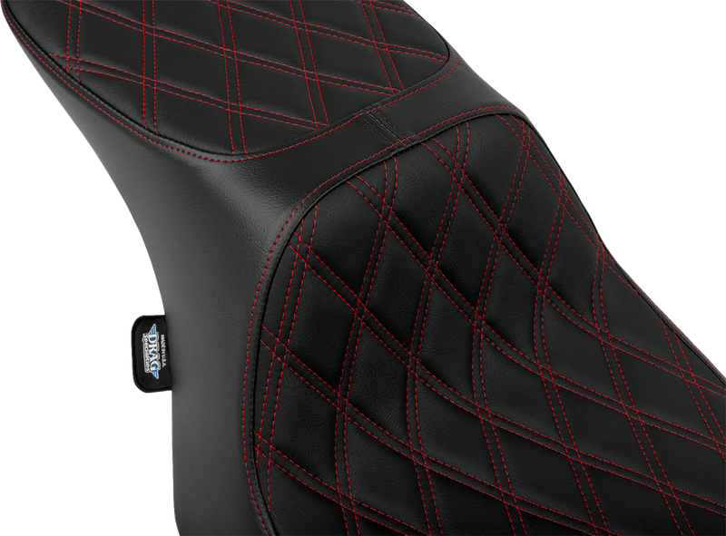 DRAG SPECIALTIES Predator 2-Up Seat - Vinyl - Double Diamond Red Stitch - Touring '23.5-'24
