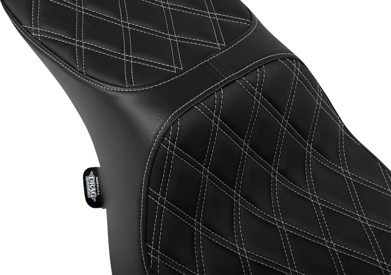 DRAG SPECIALTIES Predator 2-Up Seat - Vinyl - Double Diamond Silver Stitch - Touring '23.5-'24