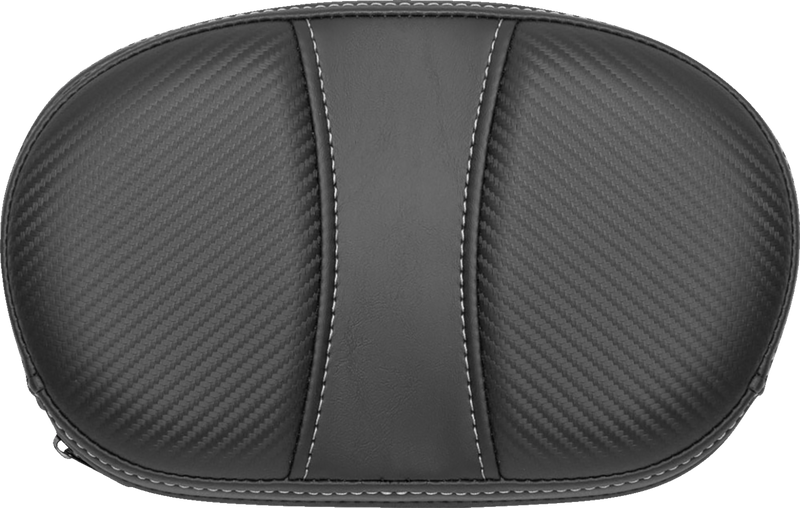 SADDLEMEN Dominator Mini Contour Sissy Bar Pad - Black Carbon Fiber w/ Gray Stitching