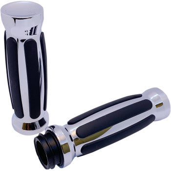 PRO-ONE PERF.MFG. Custom Straight Rubber Grips - TBW - Chrome