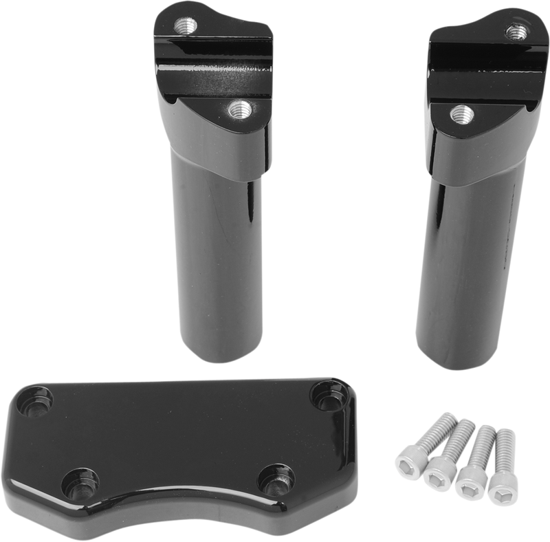 DRAG SPECIALTIES Buffalo Straight Handlebar Riser & Top Clamp Kit - Gloss Black - 6"