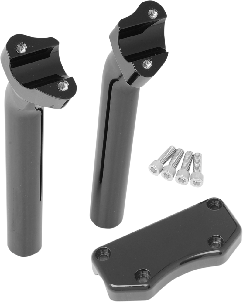 DRAG SPECIALTIES Buffalo Pullback Handlebar Riser & Top Clamp Kit - Gloss Black - 9-1/2"