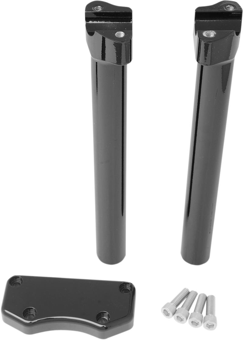 DRAG SPECIALTIES Buffalo Straight Handlebar Riser & Top Clamp Kit - Gloss Black - 12"