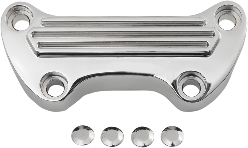 DRAG SPECIALTIES 1" Handlebar Clamp with Skirt - Finned - Chrome