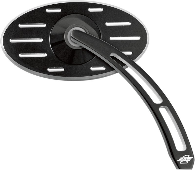 PRO-ONE PERF.MFG. Mirror - Pro Street - Side View - Cut-Out/Ball Milled - Oval - Black - Right 102640B