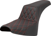 SADDLEMEN Step-Up Seat - Front Lattice Stitch - Red Stitch - FXST/FXBB '18-'25 818-30-17204