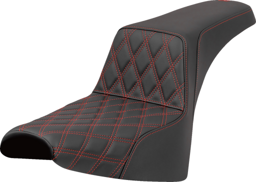 SADDLEMEN Step-Up Seat - Front Lattice Stitch - Red Stitch - FXST/FXBB '18-'25 818-30-17204
