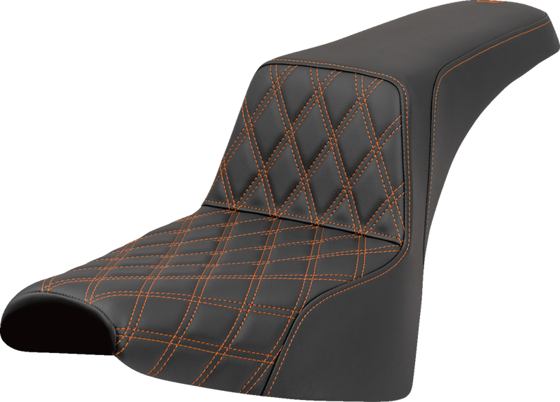 SADDLEMEN Step-Up Seat - Front Lattice Stitch - Orange Stitch - FXST/FXBB '18-'25 818-30-17203